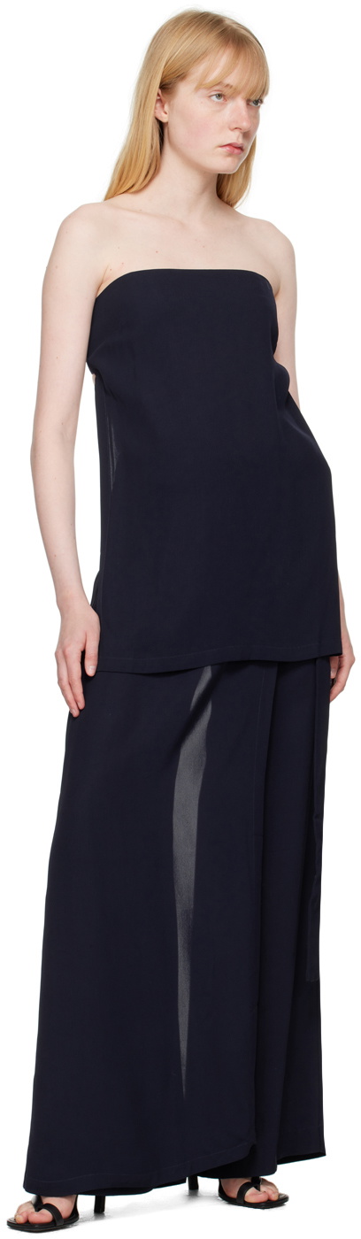 St. Agni Navy Strapless Buckle Back Tank Top