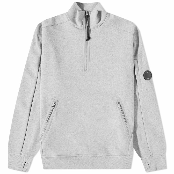 Photo: C.P. Company Men's Lens Detail Quarter Zip Sweat in Grey Melange