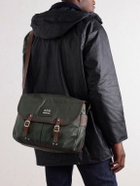 Barbour - A.P.C. Leather-Trimmed Waxed Cotton-Canvas Messenger Bag - Green