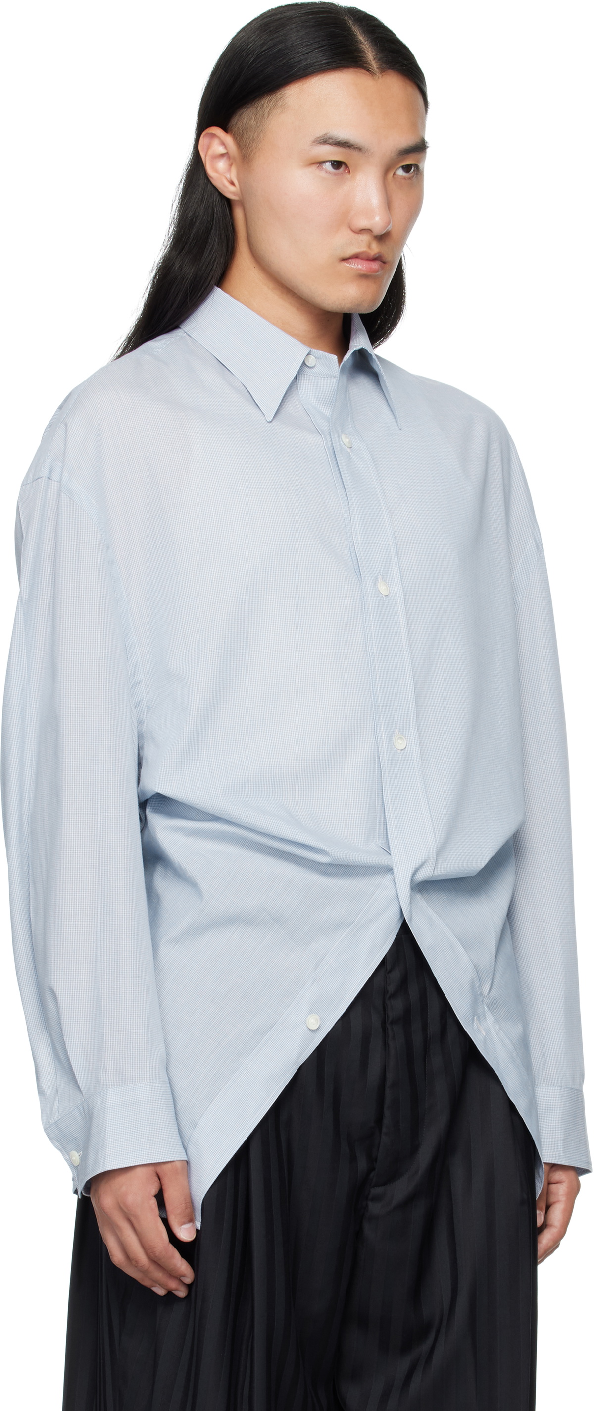 Hed Mayner Blue Modified Shirt
