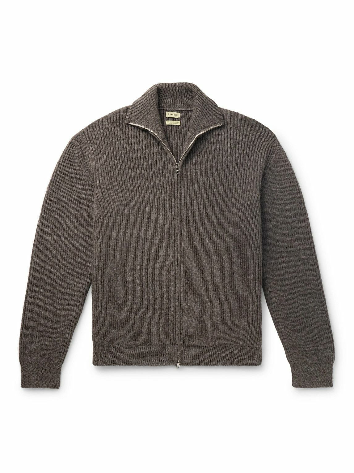 De Bonne Facture - Ribbed Wool and Alpaca-Blend Zip-Up Sweater - Brown ...