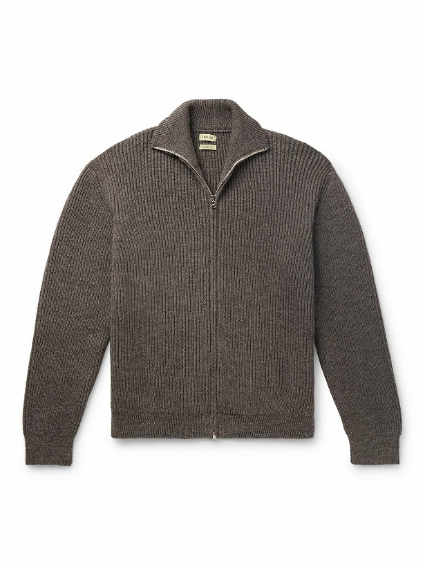 Photo: De Bonne Facture - Ribbed Wool and Alpaca-Blend Zip-Up Sweater - Brown