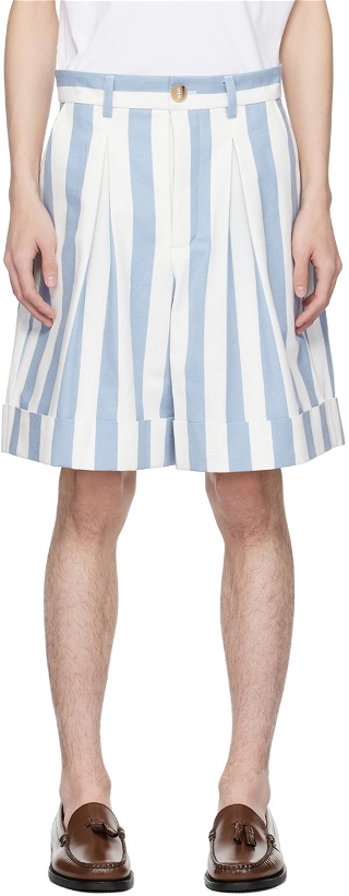 Photo: King & Tuckfield Blue & White Cuffed Shorts