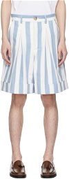 King & Tuckfield Blue & White Cuffed Shorts