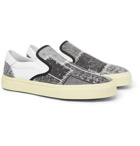 AMIRI - Leather-Trimmed Bandana-Print Canvas Slip-On Sneakers - Gray