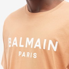 Balmain Men's Paris Logo T-Shirt in Camel/Natural