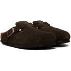 Birkenstock Brown Narrow Boston Soft Footbed Suede Leather Loafers