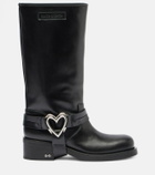 Mach & Mach Double Heart leather biker boots