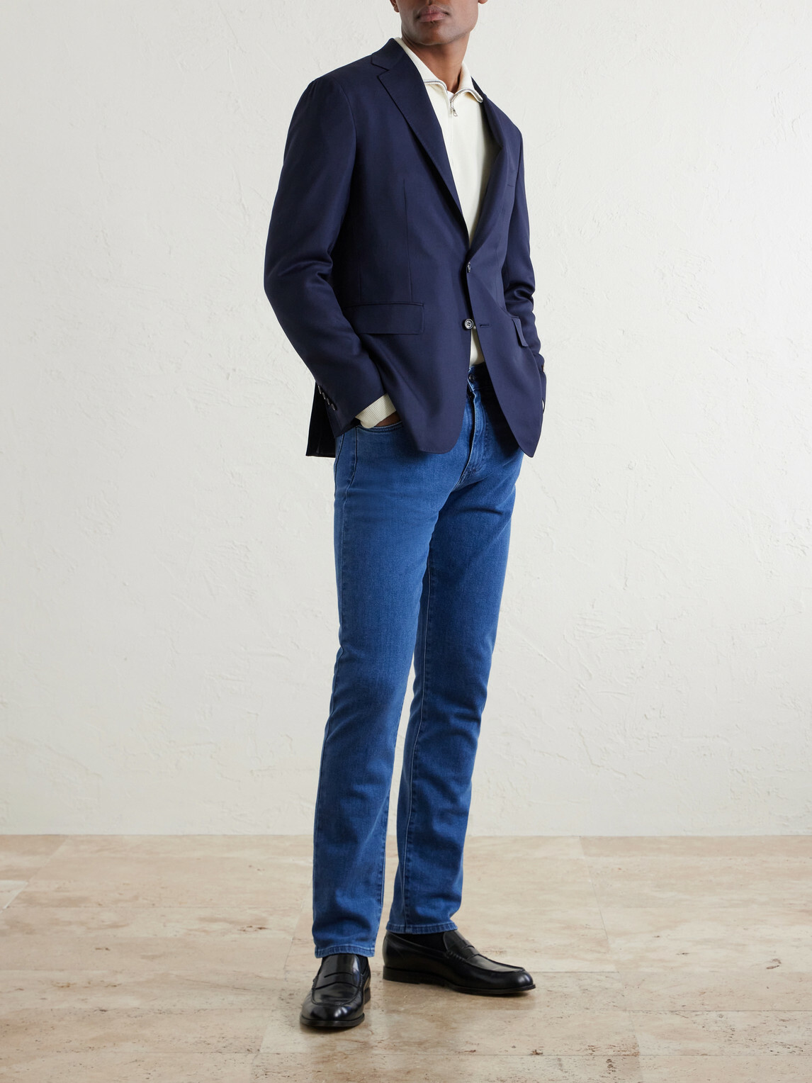 Canali - Kei Wool-Basketweave Blazer - Blue