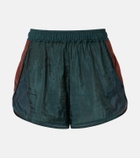 Saint Laurent Colorblocked taffeta shorts