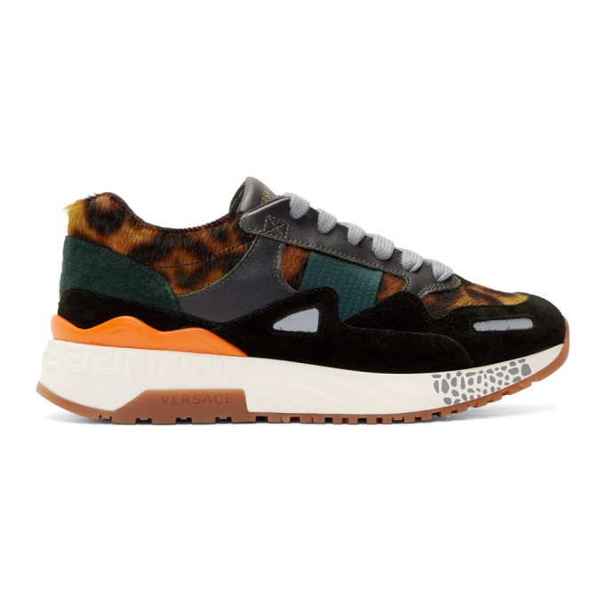 Photo: Versace Black and Brown Animalier Sneakers