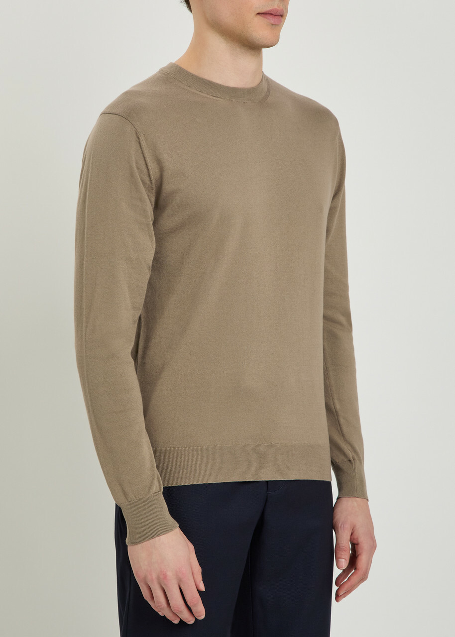 Sunspel Cotton Jumper Light Brown
