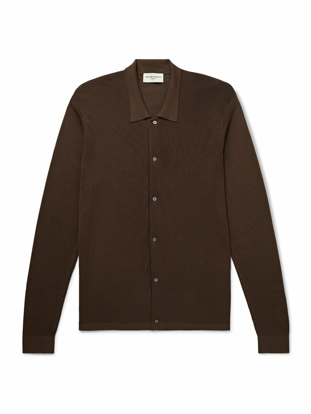Photo: Officine Générale - Brent Slim-Fit Lyocell and Wool-Blend Cardigan - Brown