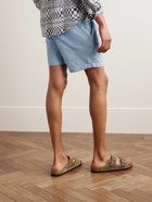 Corridor - Straight-Leg Slub Cotton Drawstring Shorts - Blue