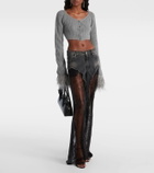 Blumarine Lace-trimmed low-rise wide-leg jeans