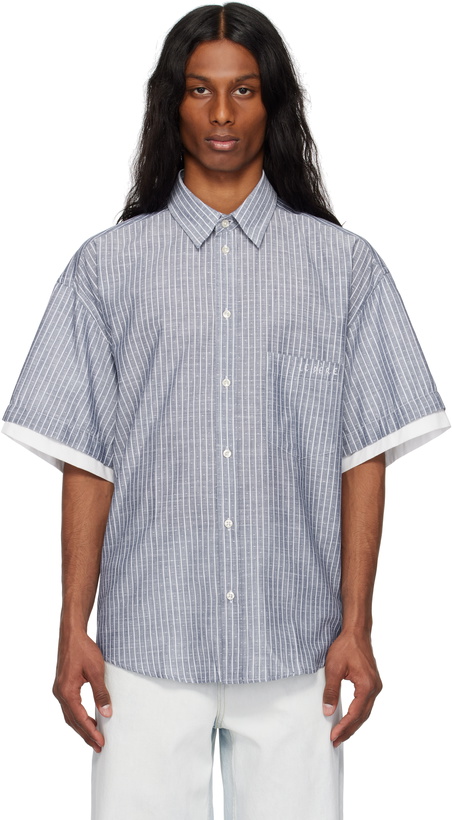 Photo: le PÈRE Navy Double Short Sleeve Button Down Shirt