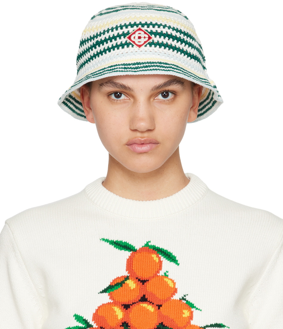Casablanca Multicolor Monogram Crochet Bucket Hat Casablanca