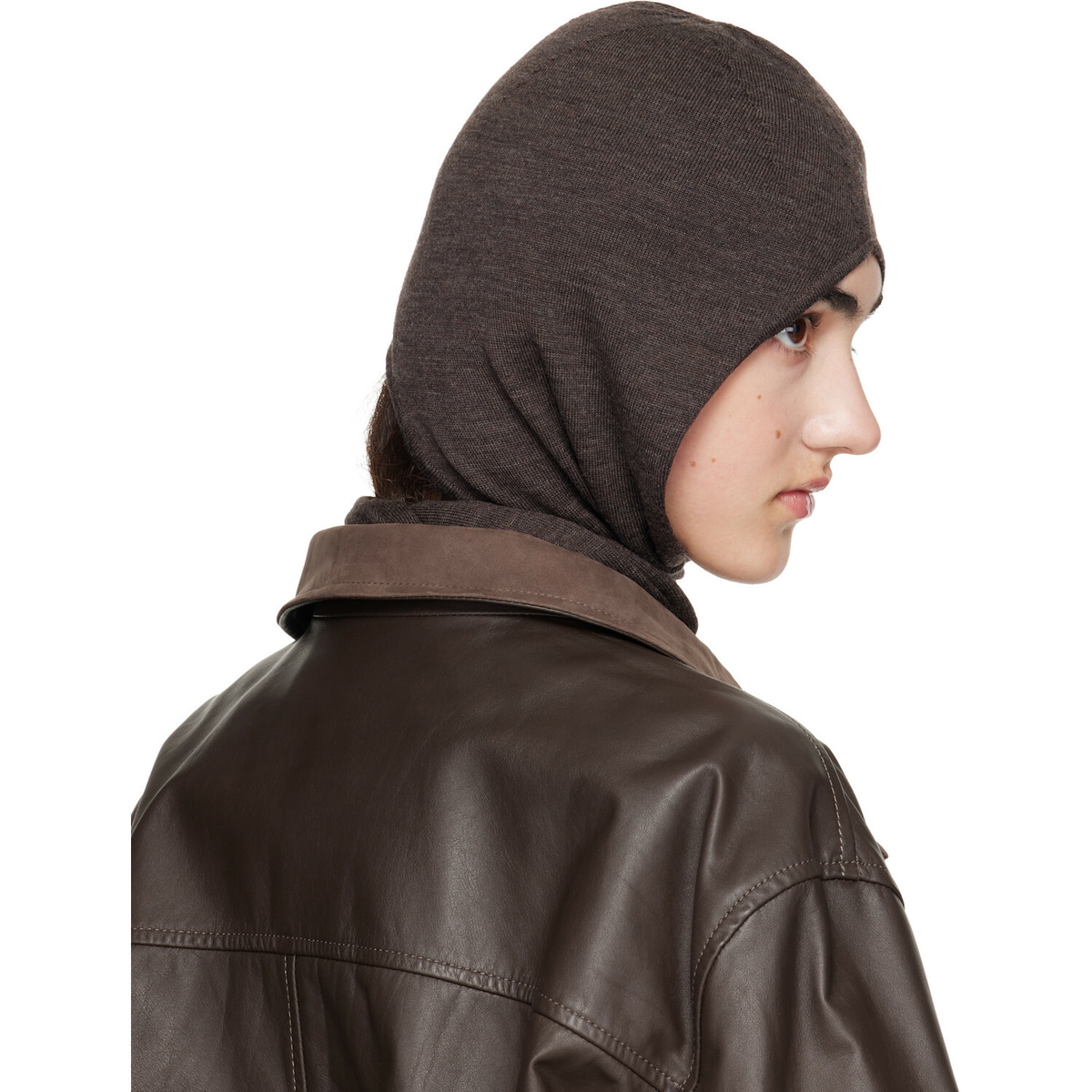 LEMAIRE Brown Fine Wool Hood