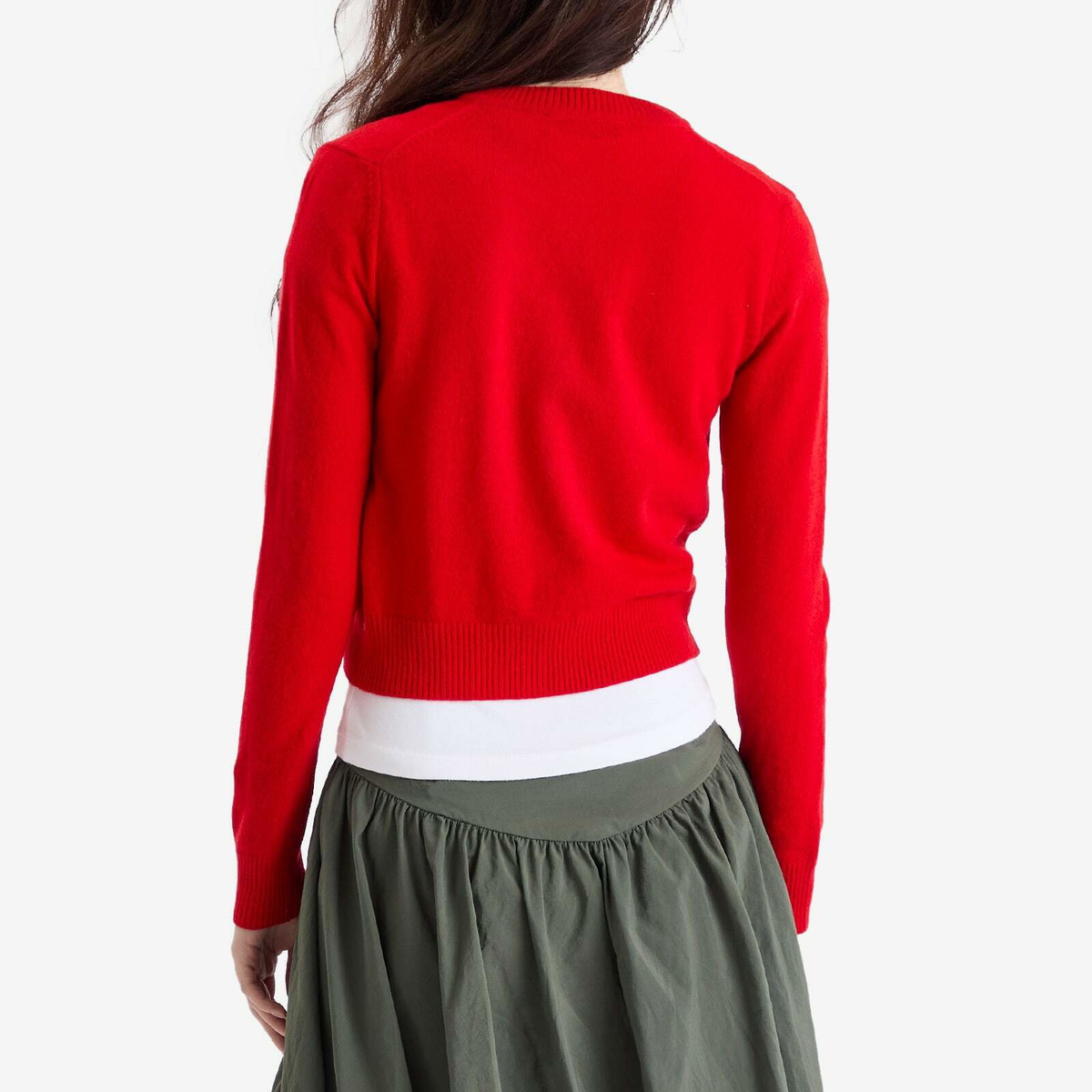 DUNST Women's Essential Crewneck Knit Cardigan in Red