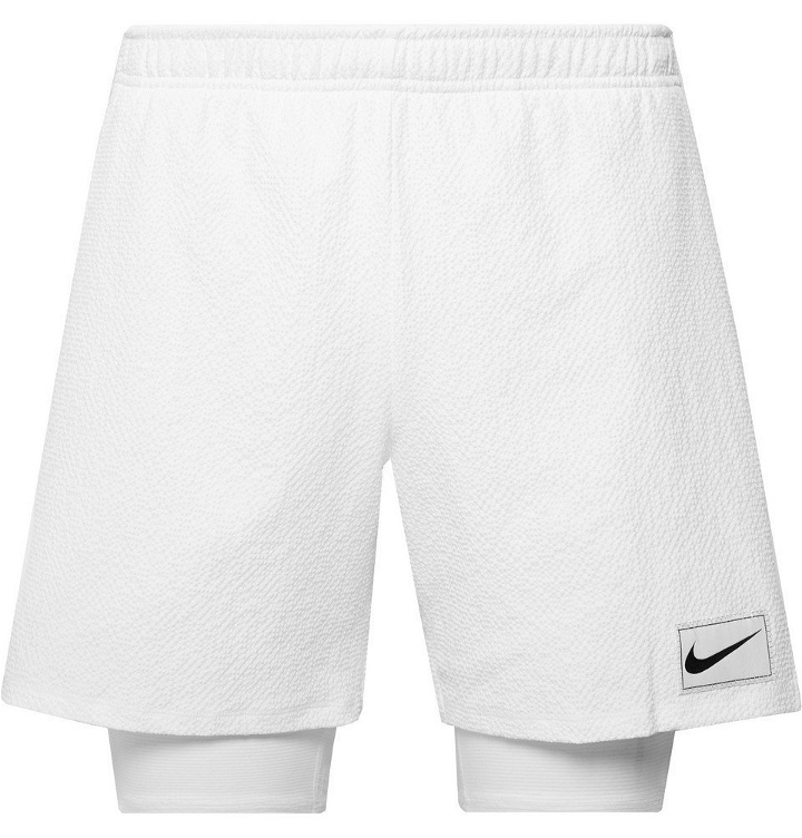 Photo: Nike Tennis - NikeCourt Ace 2-in-1 Dri-FIT Seersucker and Stretch-Jersey Shorts - White