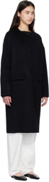 Loulou de Saison Black KERRY Wool Cashmere Drap Oval Coat