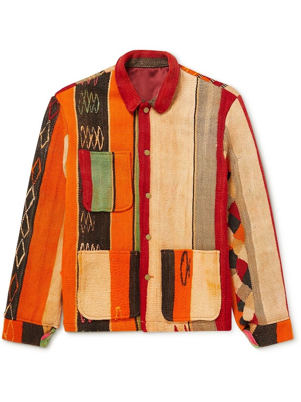 Photo: King Kennedy Rugs - Upcycled Patchwork Wool-Jacquard Chore Jacket - Orange
