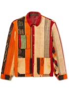 King Kennedy Rugs - Upcycled Patchwork Wool-Jacquard Chore Jacket - Orange