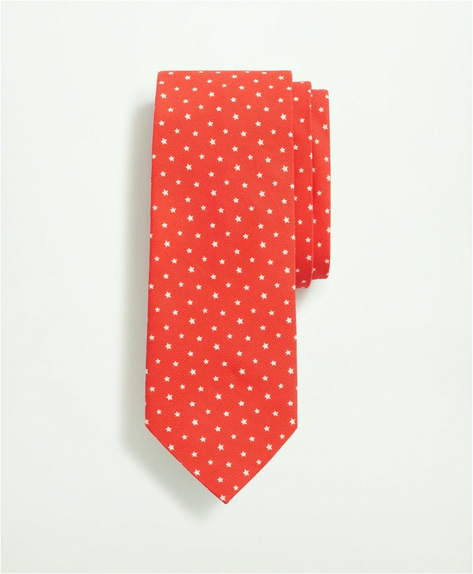 Photo: Brooks Brothers Men's Cotton Jacquard Star Pattern Tie | Red