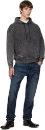 Diesel Gray Treated Denim-Effect Hoodie