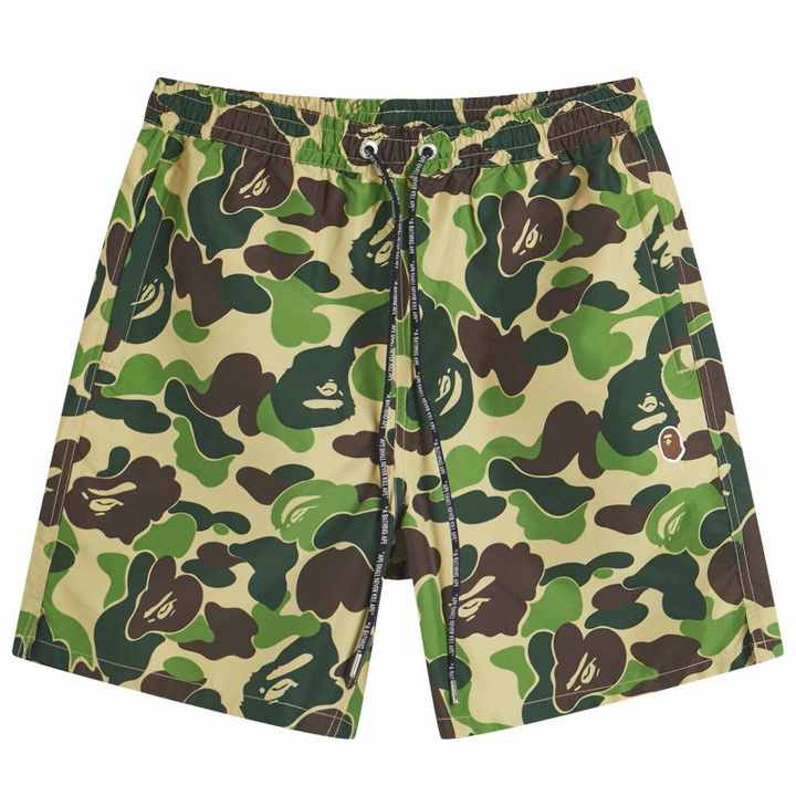Photo: A Bathing Ape Men's Abc Camo One Point Relaxed Fit Water Shorts in Green