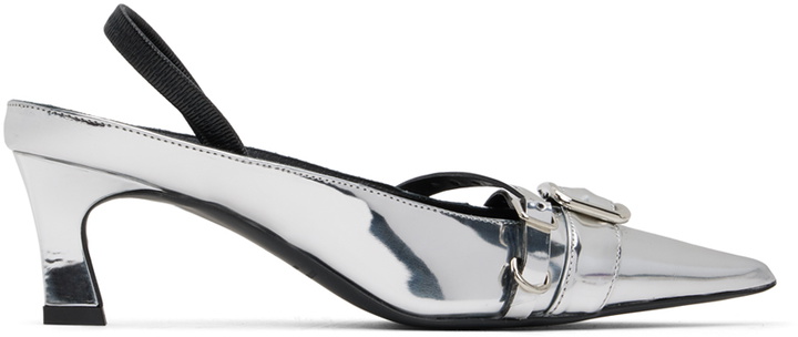 Photo: Justine Clenquet Silver Joan Slingback Heels