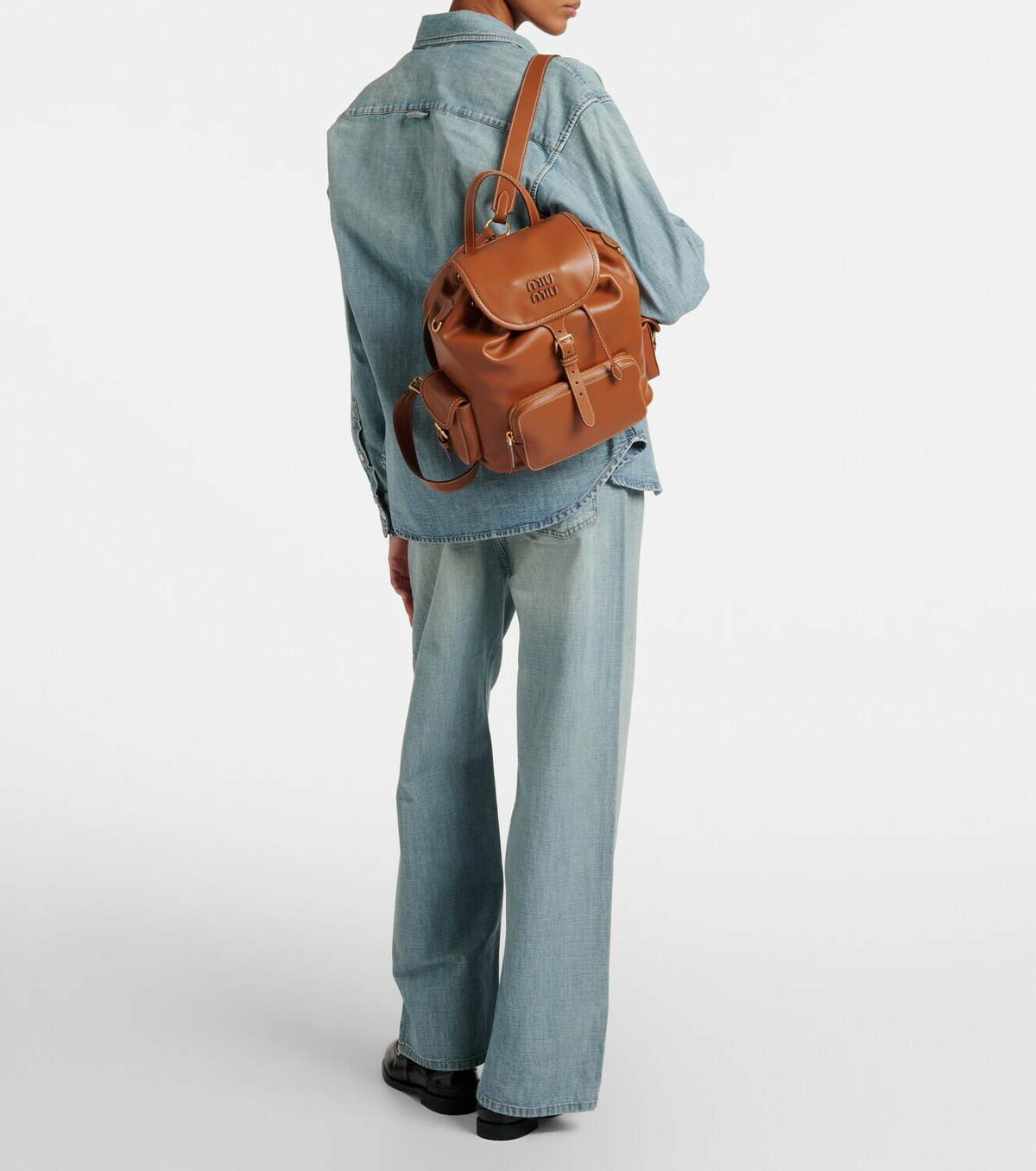 Miu Miu Logo leather backpack