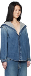 ALAÏA Blue Hooded Denim Jacket
