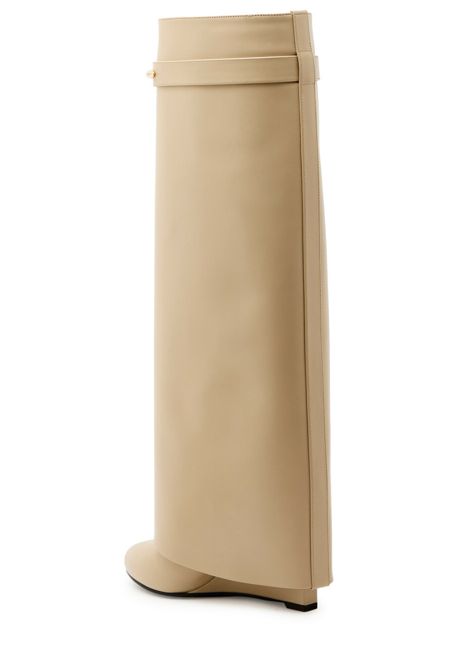 Givenchy Shark 95 Leather Knee-high Boots Beige