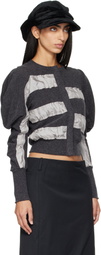 OPEN YY Gray Slouchy Puff Panel Cardigan