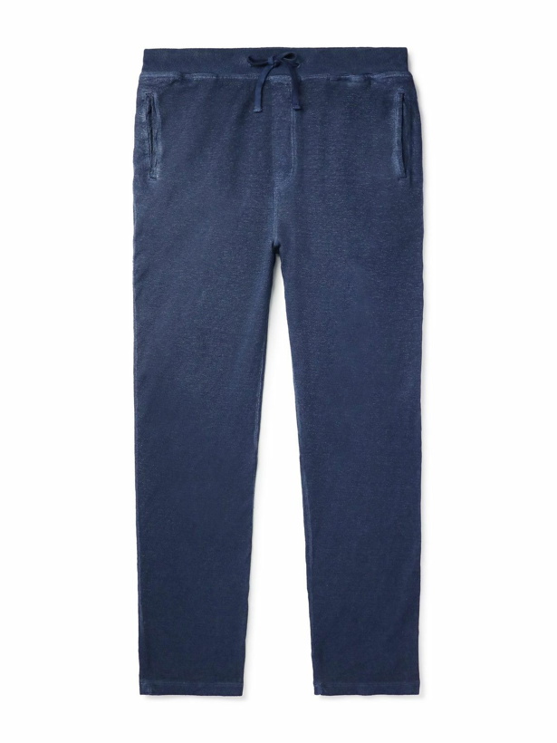 Photo: 120% - Straight-Leg Stretch Linen and Cotton-Blend Sweatpants - Blue