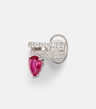 Yeprem 18kt white gold (750/1000) single clip-on earring with ruby and diamonds