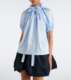 Patou Bow-detail gathered cotton jersey top