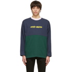 Brain Dead Navy and Green Heavyweight Logo Sweatshirt