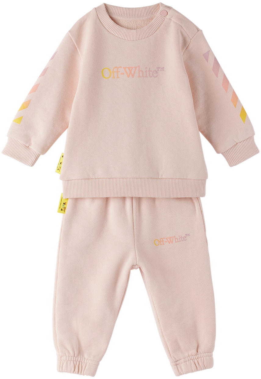 Off-White Baby Pink Arrow Rainbow Sweatsuit Set Off-White