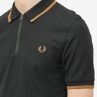 Fred Perry Men's Zip Neck Crepe Polo Shirt in Black