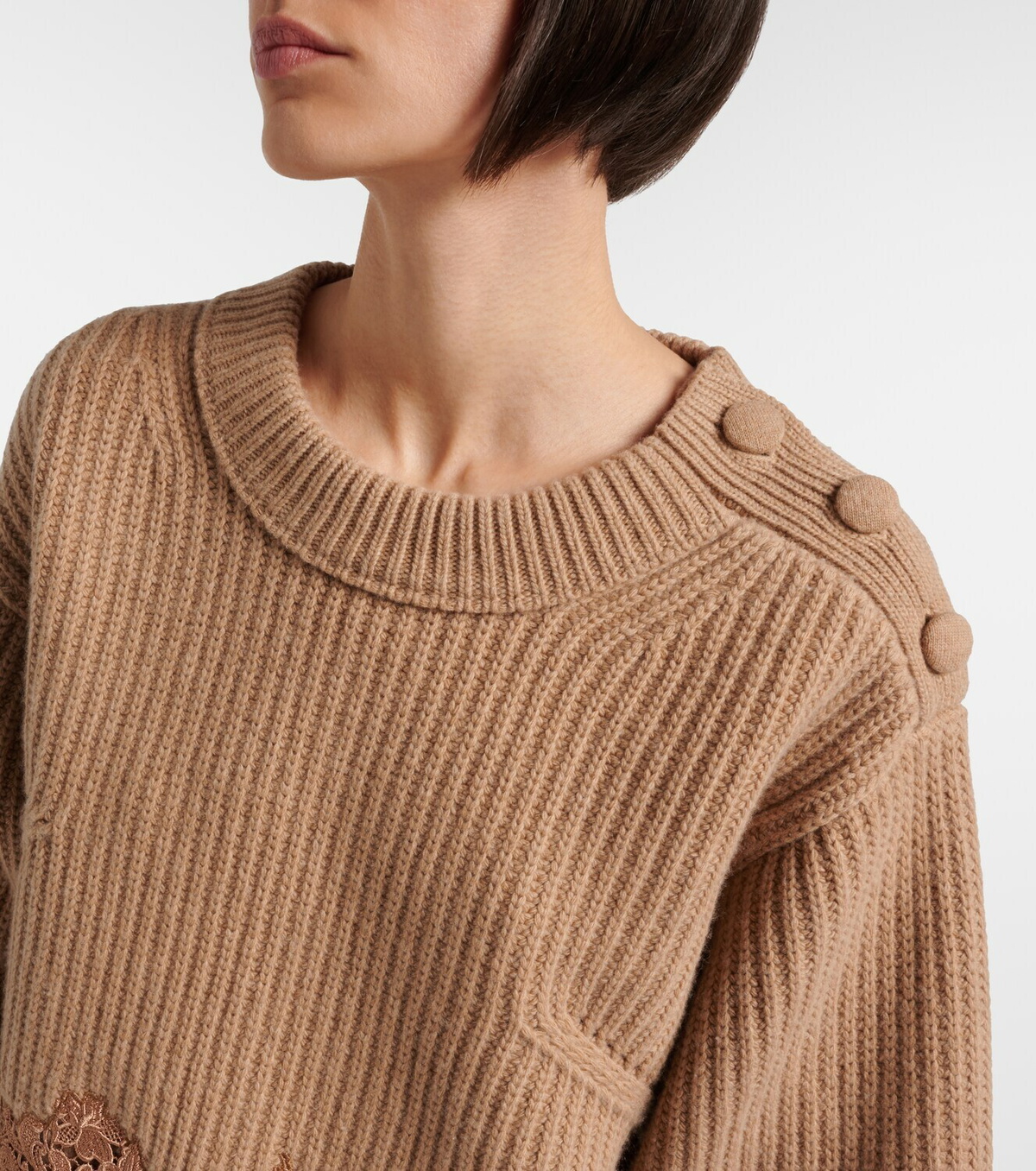 Chloé Lace-trimmed wool and cashmere sweater