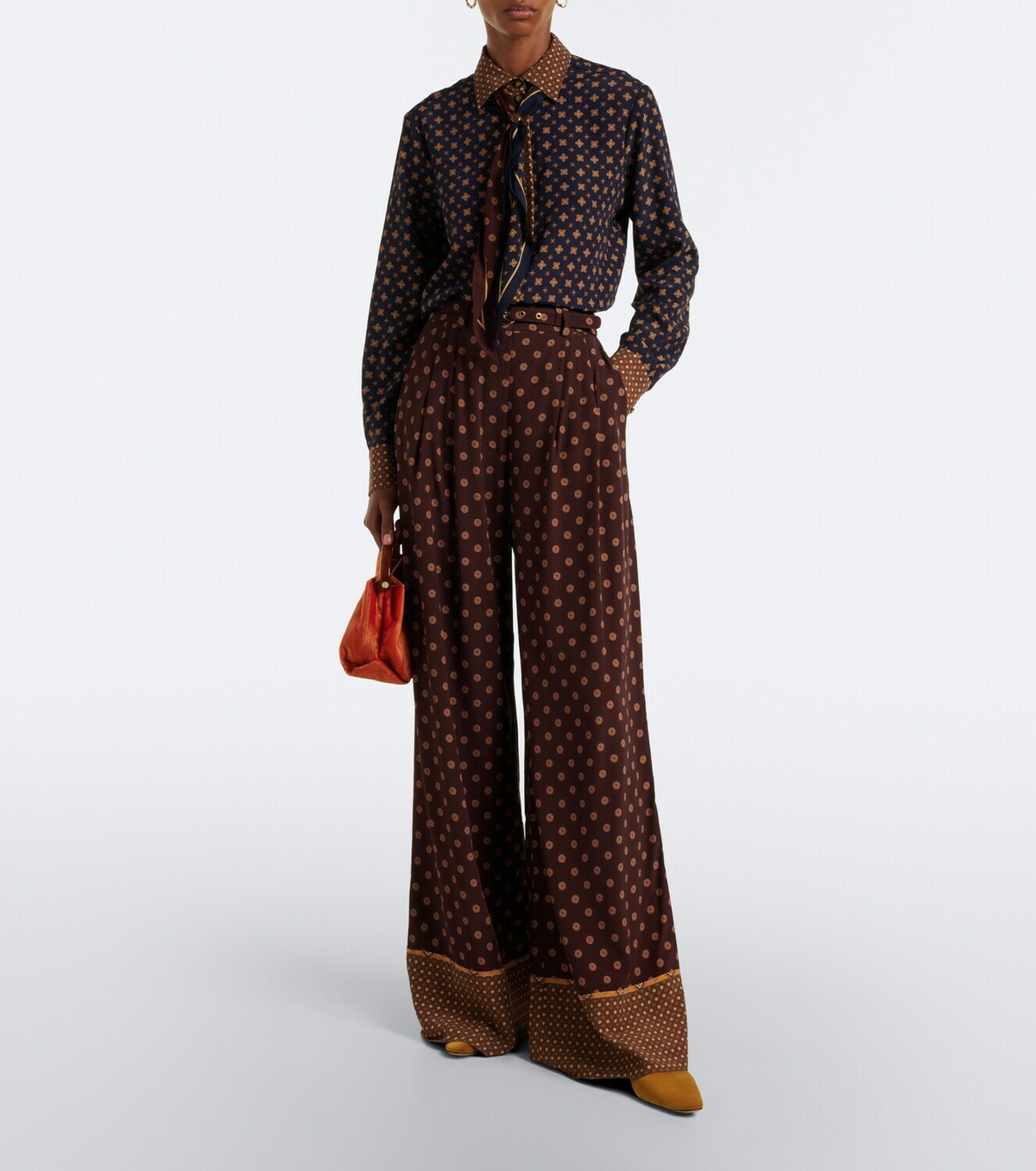 Zimmermann Belted printed wide-leg pants