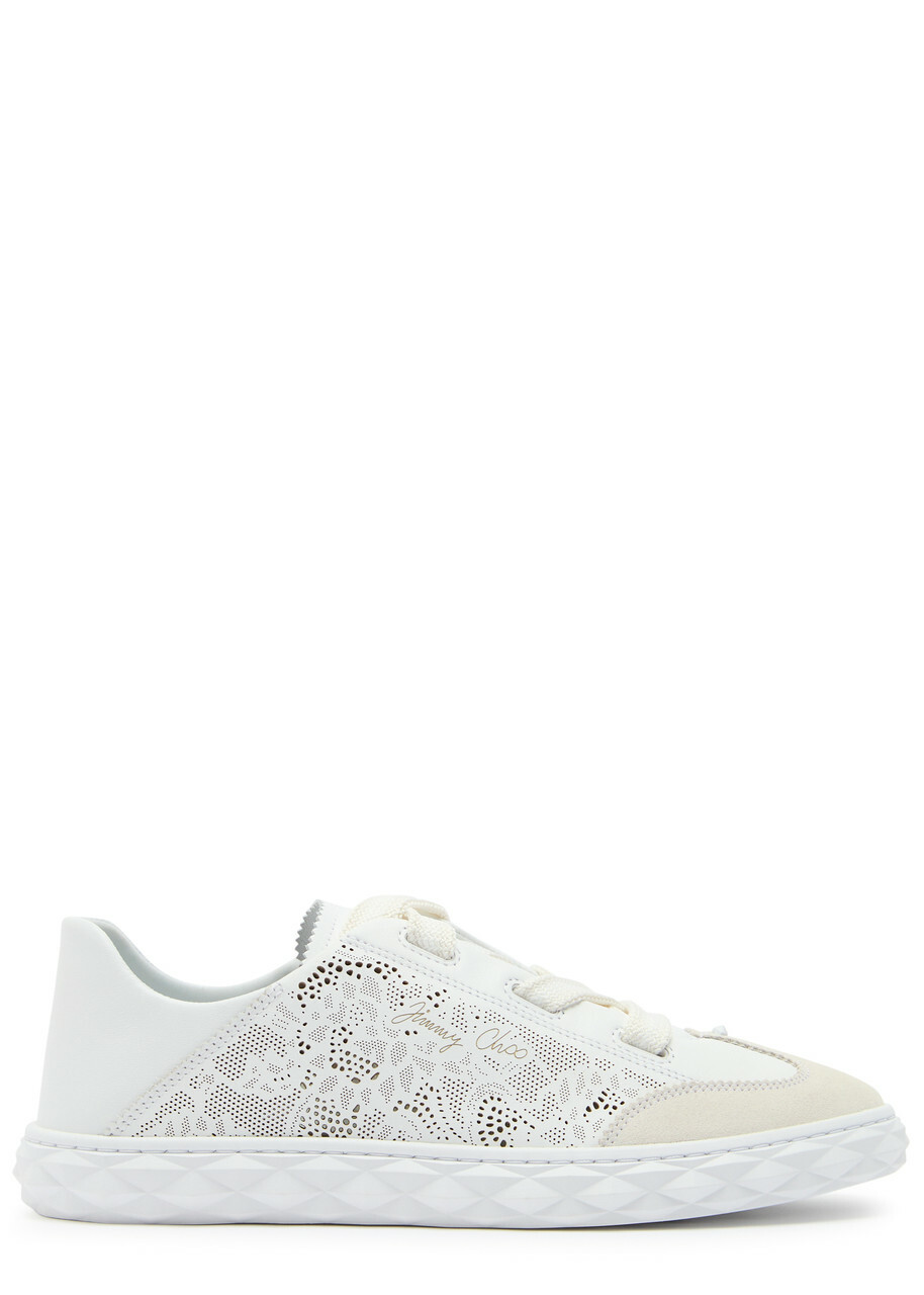 Jimmy Choo Diamond Light Flex Perforated Leather Sneakers White