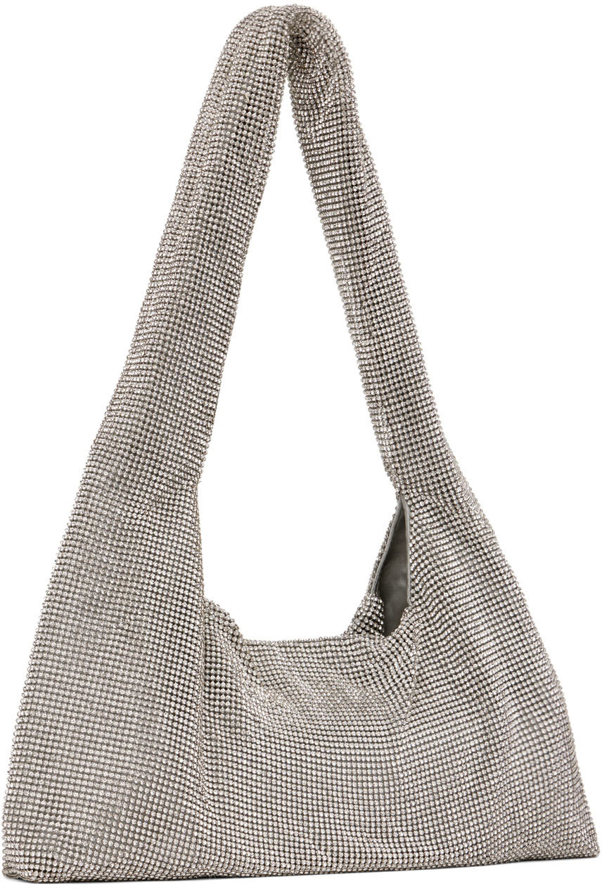 KARA Silver Crystal Mesh Armpit Bag Kara