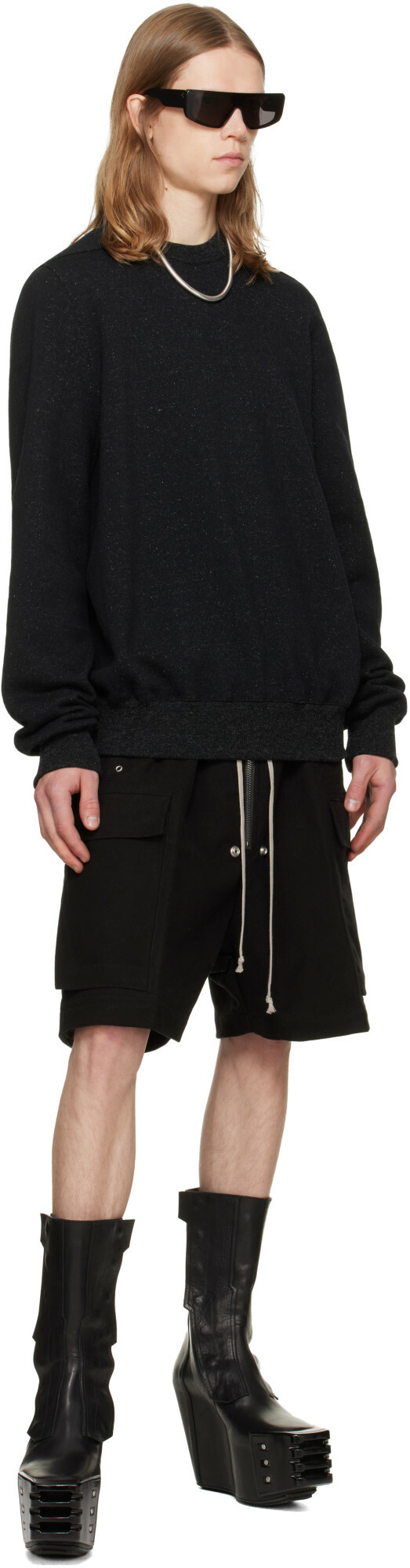Rick Owens Black Tower Crewneck Sweatshirt