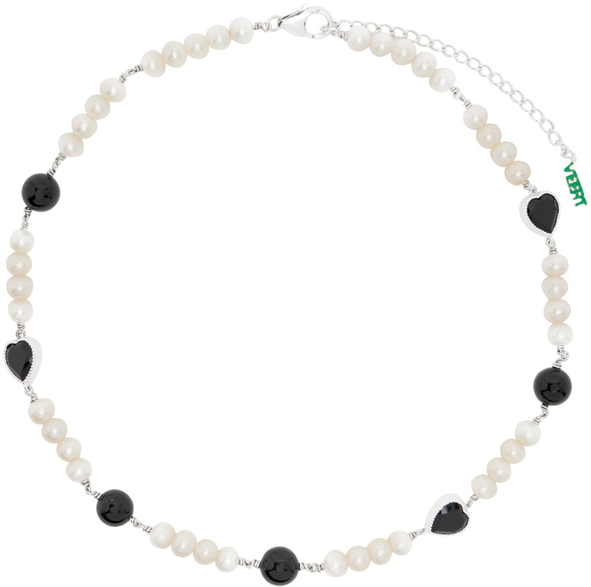 VEERT SSENSE Exclusive White Gold Heart Pearl Necklace
