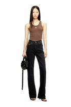Diesel Slim ribbed tank top with metallic Oval D - T-Shirts Womens in Brown