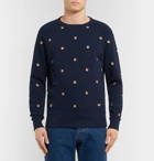 Maison Kitsuné - Slim-Fit Embroidered Loopback Cotton-Jersey Sweatshirt - Navy