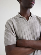 Boglioli - Open-Collar Ribbed Linen and Cotton-Blend Polo Shirt - Gray